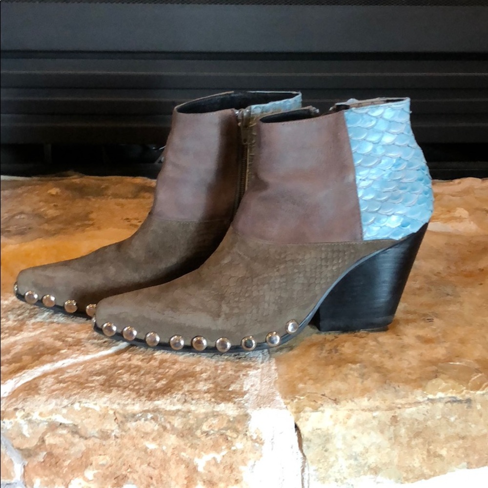 Jeffrey Campbell studded/snakeskin booties